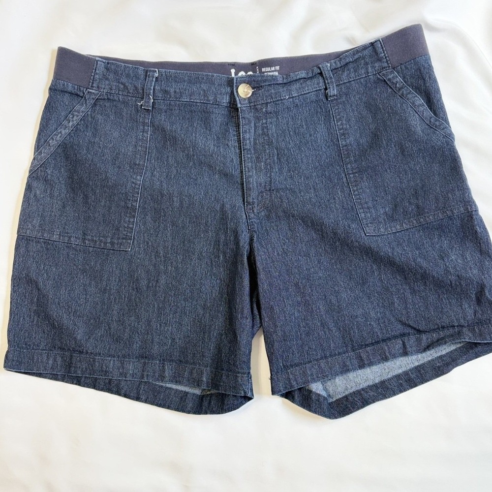 Women's Lee Jean Shorts Size 18 lightweight Dark Blue casual chic